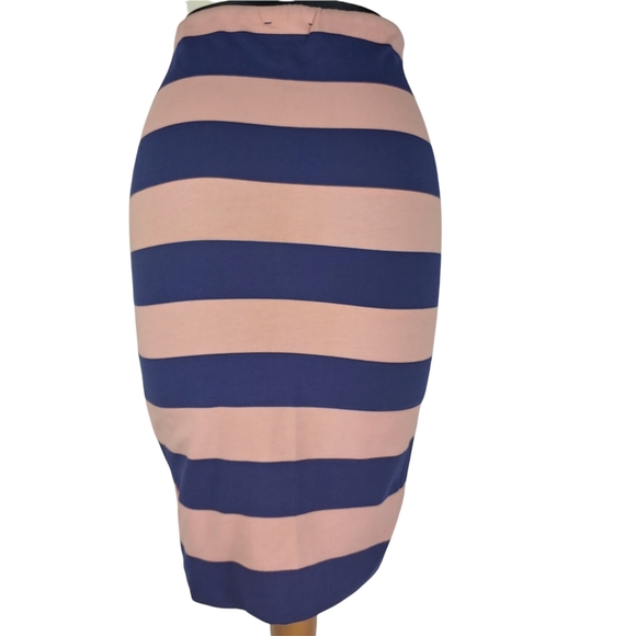 Zara Women's W & B Collection Women's Blue Pink Striped Pencil Skirt Size Medium - Picture 6 of 7